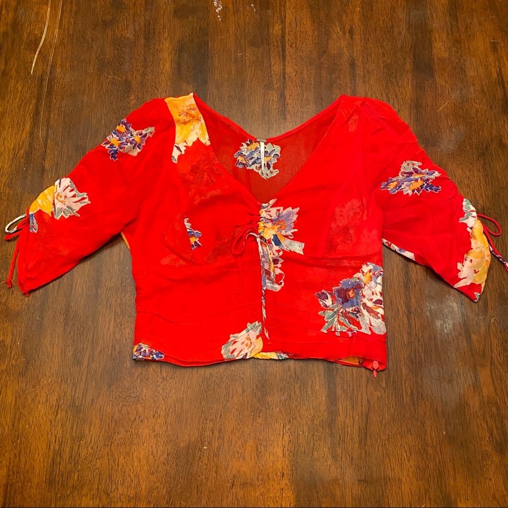 Free People Red Cropped Blouse - Size S
